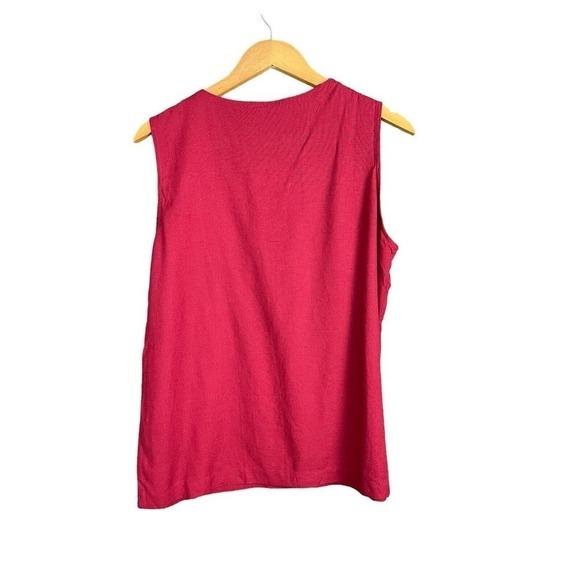 Vintage Delores Bell Top Sleeveless Size Medium Red and Gold Linen - Picture 7 of 9